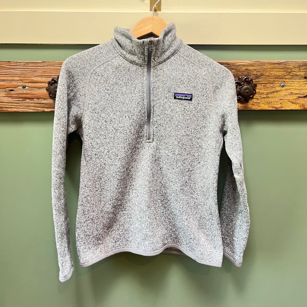 Patagonia Better Sweater 1/4 Zip Pullover Grey Heather Fleece Womens Small‎